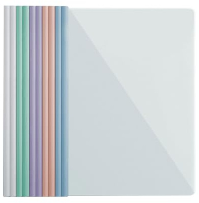 A4 Couverture de Rapports 10 Feuilles Dossier Coulissante Transparent A4 Dossier de Fichiers Plastique Chemise de Couvertures de Rapports Chemise de Couvertures de Rapports avec Barre Coulissante (B)