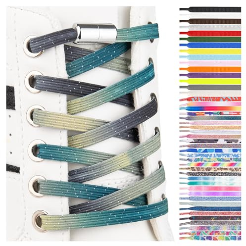 SULPO 2 paia Lacci scarpe elastici piatti - stringhe elastiche - Lacci colorati con chiusura rapida - Lacci elastici per sneakers - Lacci per bambini e adulti