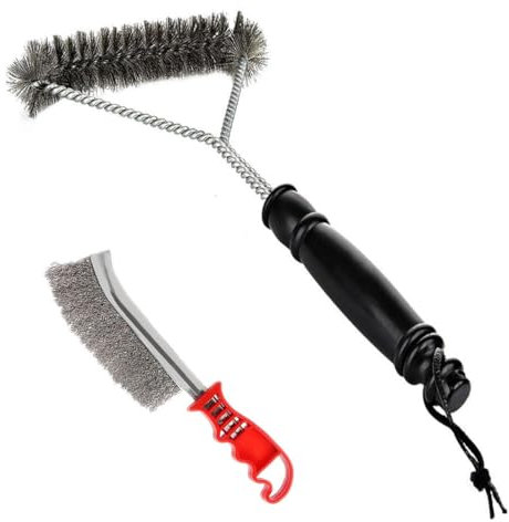 IKOPFLN 1 Pcs Cepillo barbacoa, herramientas para barbacoa de 12 pulgadas/30,5 cm, accesorio para barbacoa, equipado con 1 cepillo de alambre, para una limpieza rápida y eficaz de todas las parrilla