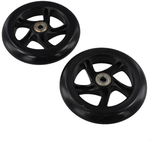 2 ruedas de patinete resistentes al desgaste, ruedas silenciosas de poliuretano para varios usos (125 mm x 24 mm, negro)