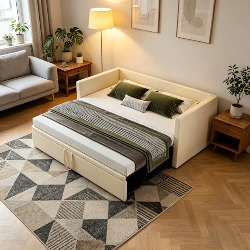 JiaOyu Sofá Cama Multifuncional Extensible 90/180 x 200 cm, sofá de 2 plazas con función de Dormir y somier, tapizado en Terciopelo, Ideal para salón y habitación de Invitados (sin colchón)