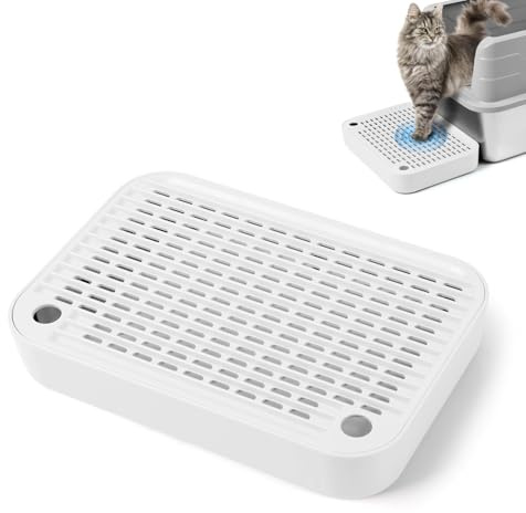 Kalolary Rampe de litière pour Chat avec Couche filtrante - Marches antidérapantes pour litière - Idéal pour Les Chats de Petite et Moyenne Taille (Blanc Plat)