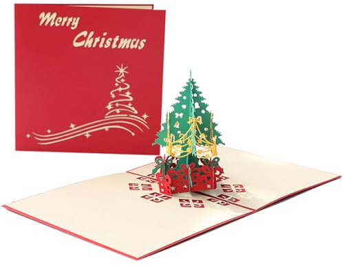 Cartes de Noël 3D, Carte Pop-Up Noël, Cartes de Vœux Noël avec Enveloppe, Carte Cadeau de Arbre Noël, Carte de Joyeux Noël Pop-up, Carte Postale Joyeux Noel, Cadeau de Noël pour Enfants Amis Famille