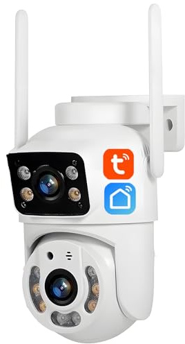 5MP+5MP Dubbellins Tuya PTZ WIFI IP-kamera, Nattseende Säkerhetskamera Automatisk Spårning 2-vägs Audio Videoövervakning,Camera