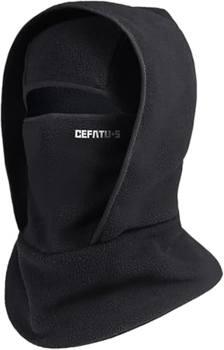 Maschera da ciclismo integrata Copricapo da sci sportivo, Cappello pullover con fascia da collo calda invernale per esterni, Protezione termica completa antivento avanzata, Flessibile (Black)