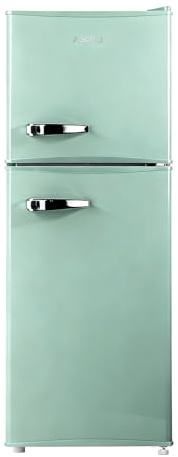 ASCOLI 120L Freestanding Retro Fridge, 88L/32L, Direct Cooling, Mechanical Control, Metal Handle, Adjustable Tempered Glass Shelves, Led Light
