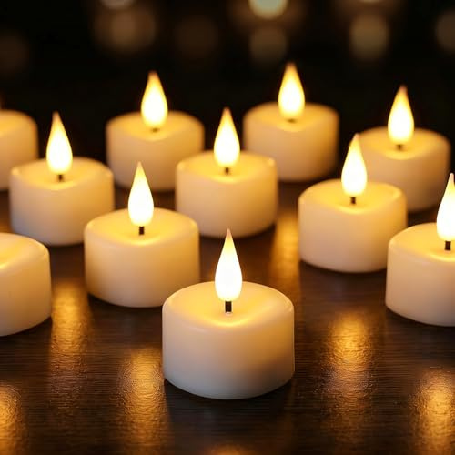 Eldnacele LED Tea Lights, Battery Tea Lights with 6H Timer, 12 Pack