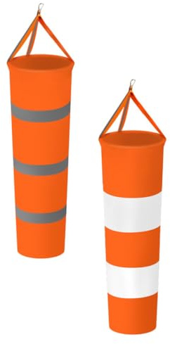 DOITOOL Mangas de Viento Reflectantes 80 Cm 2 Piezas, Bolsa Meteorológica Fluorescente de Oxford Reforzado Naranja y Blanco para Jardín, Patio y Medición de Dirección del Color Aleatorio