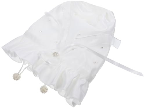MOBUTOFU Borsa da Sposa in Satin Bianco con Decorazioni in Cristallo e Perline, Pochette Raffinata per Matrimonio per Damigella o Flowergirl