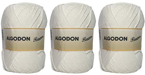 100% Baumwolle Premium Baumwollgarn perfekt zum Basteln und Stricken von Hand (100 g, ca. 220 Meter, 3 Stück)