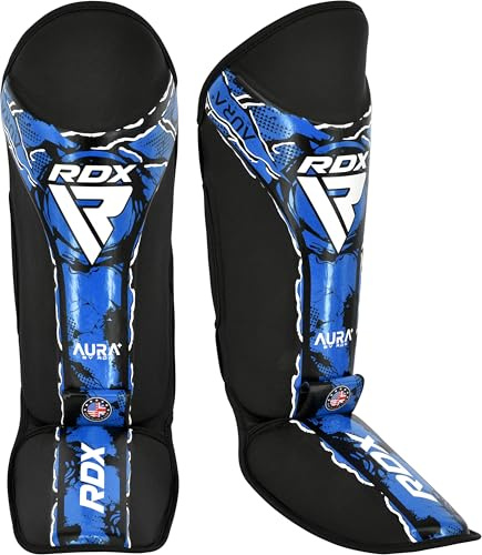 RDX Protège-Tibia et Cou-de-Pied New Aura F17- Entraînement, Sparring et Sac de Frappe - Confort, Protection et résistance - Homme & Femme, Adultes et Enfants