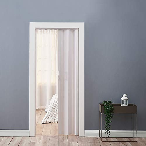 PVC Folding Door Concertina Accordion Plastic Internal Magnetic Doors Sliding Screen Panel Divider with Gloss Acrylic Widths (6mm White)