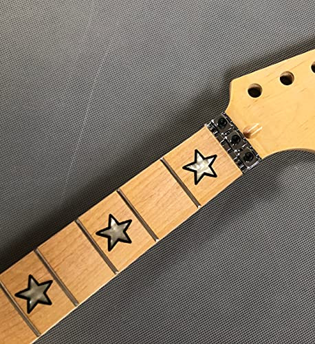 Mástil de guitarra de arce de 24 trastes de 25.5 pulgadas Diapasón de arce con incrustaciones de estrella y tuerca de bloqueo brillante