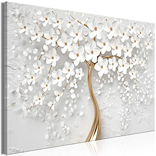 murando - Wandbilder XXL Abstrakte Baum 60x40 cm 1 tlgLeinwand Bilder Wand Deko Bilder Wohnzimmer Bild Schlafzimmer Leinwandbilder Wandbild Groß - Blumen Motiv Blütenbaum Bäume Weiß b-B-0475-b-a