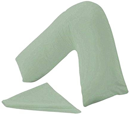 KANAK Taie d'oreiller en forme de V unie en polycoton pour soutien du dos et du cou – Housse de coussin orthopédique/de grossesse/d'allaitement uniquement (œuf de canard)