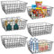 YOUNTHYE Lot de 6 paniers de rangement en fil métallique, 28 x 22 x 11 cm, panier de rangement en fil métallique noir avec poignée, organisateur de congélateur pour étagères, armoires, salle de bain,