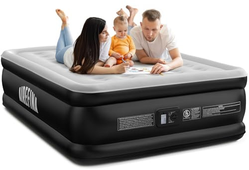 Airefina Air Mattress Queen with Built in Pump, 18 Raised Comfort Blow Up Mattress with Carrying Bag, Portable Inflatable Mattress for Guest Home, Air Bed Colchones Inflables 750 Lbs Max, 80*60*18 in