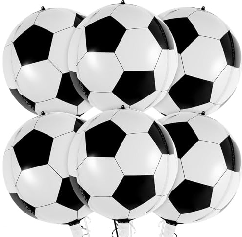 Globos de Cumpleaños Fútbol - 6 Piezas de Aluminio y Helio Grandes, 22 Pulgadas - Decoraciones para Fiesta de Niños