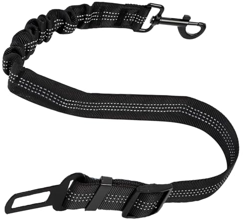 Zhtulck Anschnallgurt Hund Auto, Verstellbarer Elastischer Ruckdämpfung Hundeanschnaller für Alle Hunderassen, Katzen & Autotypen (50-85cm)