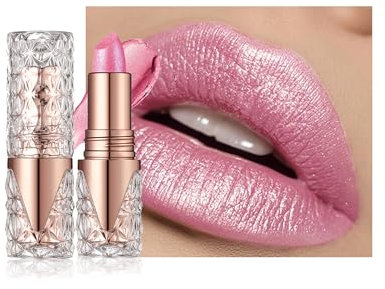 Rouge a Levre Pailleté Métallique, Rouge à Lèvres Mat Longue Tenue, Très Pigmenté Shimmer Waterproof Baume a Levre, Finition Lustrée Diamant Lip Gloss, Glitter Lipstick, Maquillage Cadeau Femme - 02