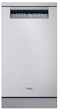 Haier I-Pro Shine Series 5XF1C3TB1FX, Lavavajillas Independiente 45CM, Motor Inverter, 11 Cubiertos, 3 Bandejas, 8 Ciclos, Wi-Fi, App hOn, Filtro Antibacterias, Apertura Automática, 43DB, Inox