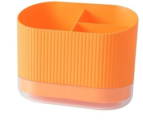 GLigeT Porta Mestoli da Cucina Portautensili in plastica, scolaposate, lavello, Cucchiaio, Bacchette, forchetta, scolapiatti, portaposate, Organizer con 3 Scomparti Porta Posate Cucina(Orange)