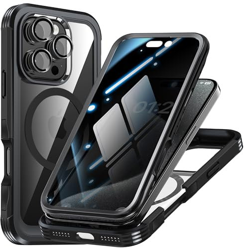 TOPF&B Case compatible with iPhone 16 Pro Max,Magnetic Cover[Compatible with MagSafe],built-in Privacy Screen Protector and Camera Lens Protector,360 Degree Full Body Case for iPhone 16 Pro Max,Black