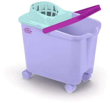 Happy Rainbow - Cubo de fregona con escurridor y Ruedas giratorias Reciclado 14L sostenible Ideal para Limpieza de Suelos y hogar