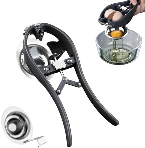 ORAGKE Apriuova in Acciaio Inox, Apri Guscio Uovo, Separatore Uova, Apriscatole per Uova di taglia M, Schiaccia-uova per Crudi, Apriguscio con Separatore, Separa Tuorlo da Albume