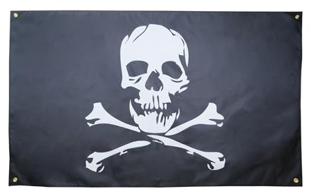 AZ FLAG Bandiera pirata teschio e ossa 150 x 90 cm con 4 occhielli, Padiglione corsaro per balcone o parete