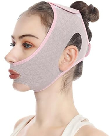 ZQESAMZ Mascarilla de sueño cosmética, mascarilla de tracción de V reutilizable, mascarilla de v, cinturón de mascarilla, mascarilla de barbilla (Pink)