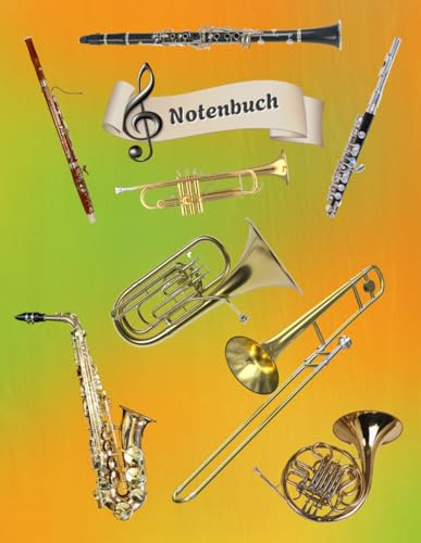 Notenheft Trompete DIN A4 Notenbuch Posaune Musikunterricht Waldhorn Notenlinienheft Große Lineatur Blasinstrumente Anfänger Kornett Querflöte ... Notensysteme Bariton Musiker Fagotte 02B15