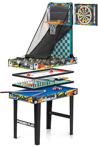 Power Play 10 in 1 Foldable Games Table, Pool, Table Football, Hockey, Table Tennis, Chess & More, 3ft Mini Games Table for Kids & Families, Indoor Game Night & Gifts