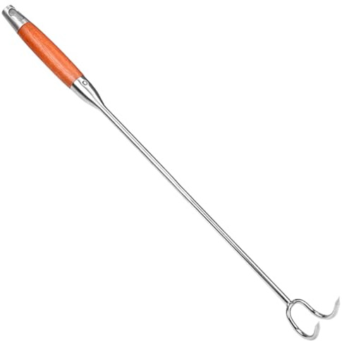YOSADIER Gancio per Barbecue in Acciaio Inossidabile e Legno, Gancio per Carne e Maiale per Uso Quotidiano, Utensile Resistente per Grigliate All’aperto e Cucina Barbecue