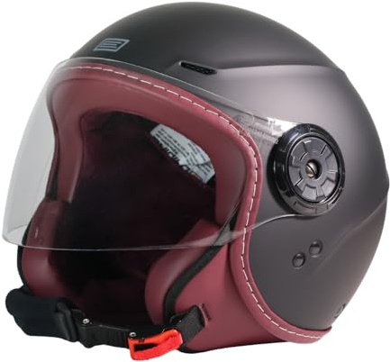 ORIGINE Casco Moto Jet Omologato ECE 22.06, Casco Scooter Urbano Leggero e Compatto con Visiera Trasparente Lunga