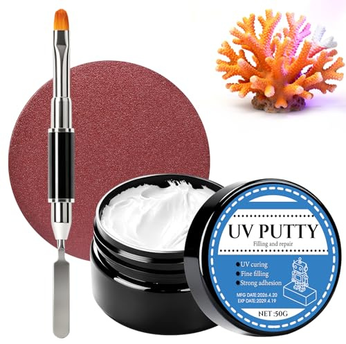 WEILAOK Stucco Fotopolimerizzabile Uv, Uv Resin Putty, A Rapida Asciugatura e Colorabile per Lavori Artigianali 3d, Riparazioni,Riempie Fessure e Fori, 50g