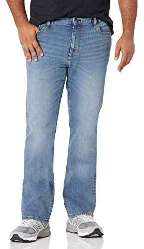 Amazon Essentials Vaqueros Elásticos de Corte Ajustado Tipo Bootcut - colores interrumpidos Hombre, Lavado Claro, 34W / 32L