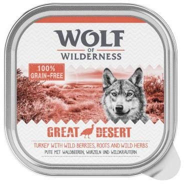 Wolf of Wilderness Adult Classic 6 x 300g Great Desert - Turkey Mono Protein Wet Dog Food with Grain Allergy Tray Grain-free Easy to Digest Well Accepted