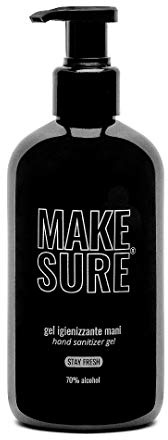 MAKE SURE Gel Igienizzante Mani 70% Alcool - Profumato Menta e Lime, BLACK EDITION 300 ml