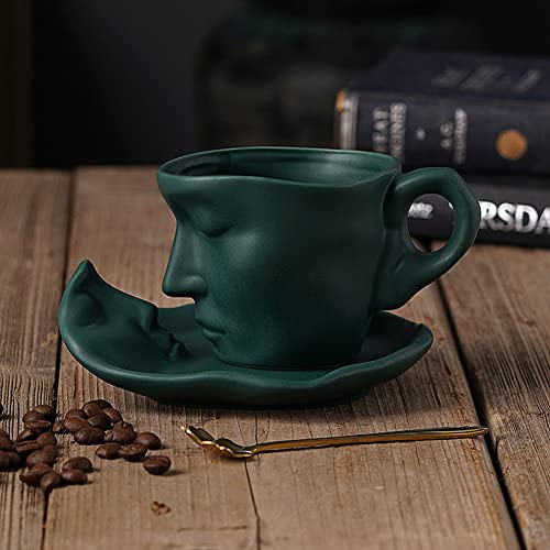 Toutdoirt Tazzina Caffè Nere Baci Milano, Tazze Coppia Colazione, Regalo Anniversario per Lei, Regali Personalizzati, Tazzina Caffè Personalizzata, Regali di Coppia, Regalo Casa Nuova 290ml (Verde)