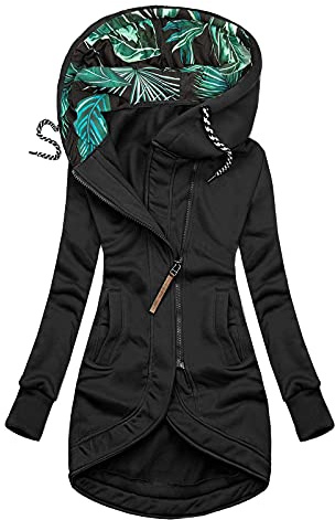 Generic Damvinterjacka, parkas, kappa, övergångsjacka för höst, vinter, dragkedja, huvjacka, lång softshelljacka, parkas, utomhusjacka, sweatjacka, värme, plyschjacka, trenchcoat, svart, S