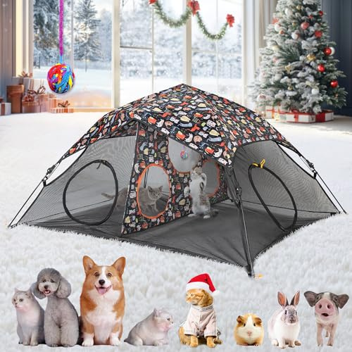 Outdoor Cat Play Tent for Indoors and Outdoors (X- Large Portable Pet House, Outdoor Cat Enclosure for Cats, Rabbits and Small Animals Easy to Connect with Run Tunnels, Cubes (Patented)