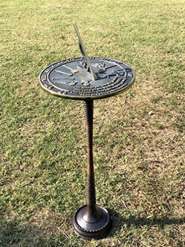 REDSKY TRADER Garden Sundials Pedestal Display Stand Indoor Outdoor Round Sundial Stand for Any Size 8 or 10 inches (Design 1)