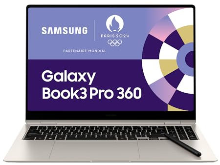 Samsung Galaxy Book3 Pro 360, Ordinateur Portable, 16, Tactile, Intel Core i7, 16 Go RAM, 512 Go SSD, Intel Xe Graphics, Sable, Clavier AZERTY FR