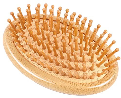 Peine de madera de peine de masaje de madera masajeador de cuero cabelludo de bambú cepillo de pelo de madera cepillo para el cuero cabelludo sin mango peine redondo portátil de bambú antiestático