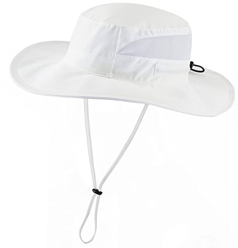 Magracy Unisex Outdoor Wide Brim Sun Hat Summer Bucket Fishing Hats UV Protection Safari Hat Foldable White, 6 3/4