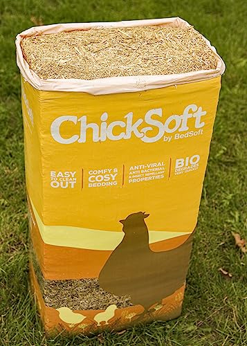 Chicksoft by Bedsoft Chicken Bedding 16KG – Premium Low Dust Wheat Straw for Poultry Coops & Brooders, Anti-Bacterial & Anti-Viral Treated with Insect Repellent Oils, Ideal for Chicks, Hens & Ducks