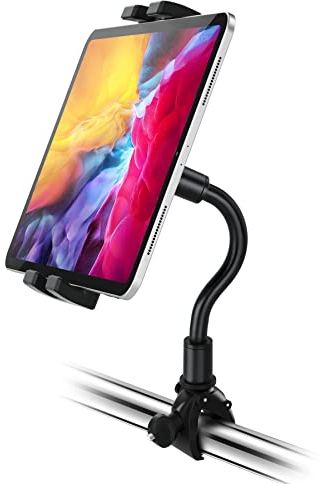 YOOZ Spin Bike Tablet Holder, Gooseneck Handlebar Tablet Mount Treadmill Exercise Bike Elliptical for iPad Pro 9.7 10.5 11, iPad Air Mini, iPhone 15 Pro Max and 4-12.9 Phones & Tablets