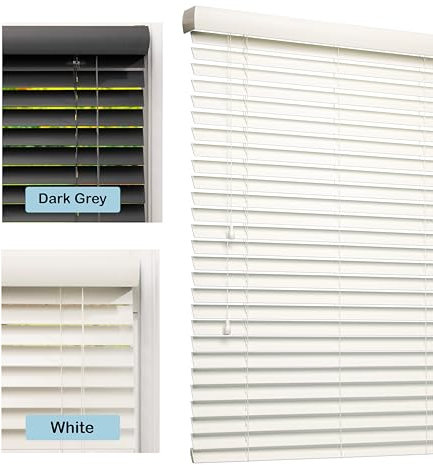Lister Cartwright Fauxwood Venetian Blinds for Windows 50mm – Trimmable, Easy Fit Curtains, Child Safe – Durable Home & Office Blind (Plain White, 115W x 120H cm)