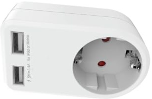 230 V 2 USB-ADAPTER: Anslut dina enheter bekvämt och snabbt. Perfekt för resor eller hemma, med två USB-portar för laddning av flera prylar samtidigt.